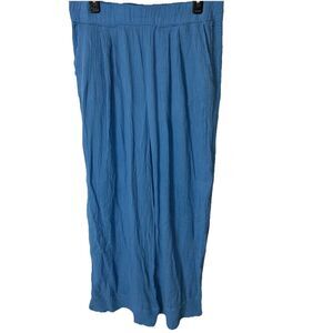 Stateside Women's Blue Wide-Leg Gauze Drawstring Pants Casual Coastal Size XL